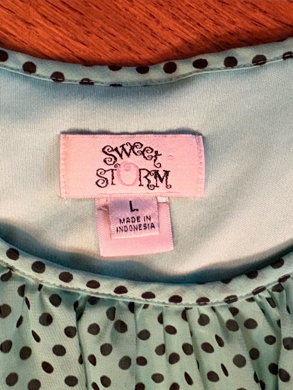 Sweet Storm Teal Polka Dot Dress with Black Sash - Picture 3 of 5